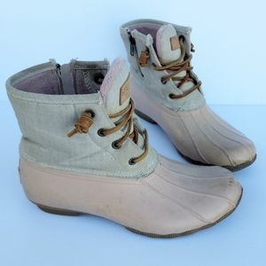 Sperry Saltwater Duck Boots Pink/Tan size 7.5